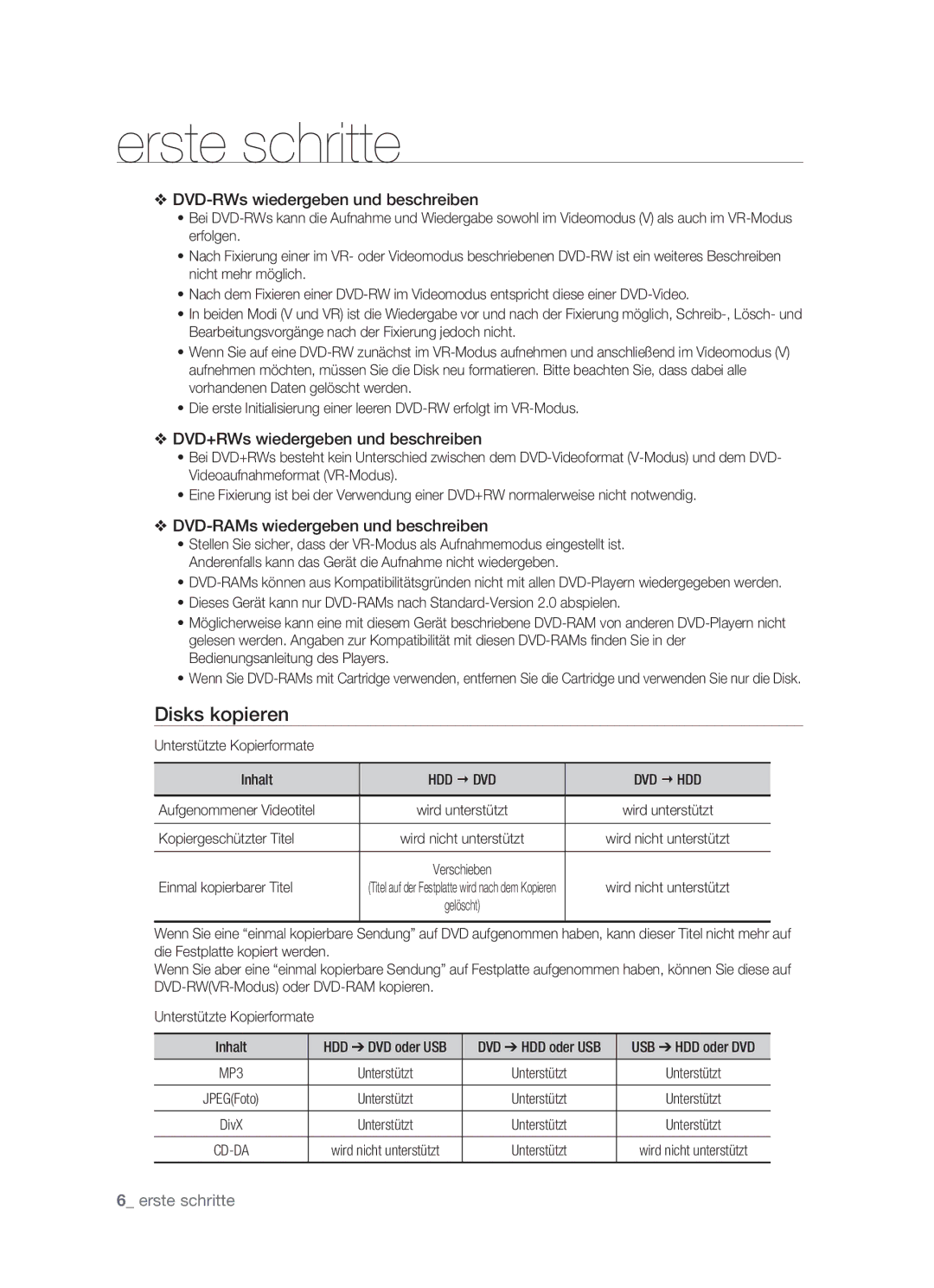 Samsung DVD-HR773/XEG, DVD-HR773/XEN, DVD-HR773/XEB, DVD-HR773/AUS manual Disks kopieren, Hdd € Dvd Dvd € Hdd 