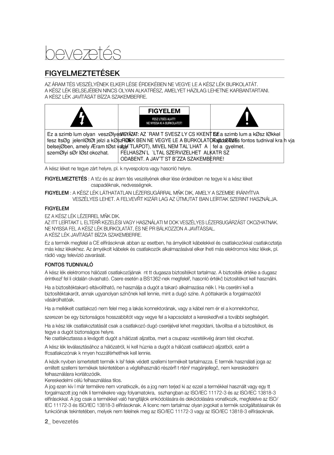 Samsung DVD-HR773A/EDC manual Bevezetés, Figyelmeztetések, Figyelem EZ a Készülék Lézerrel Működik, Fontos Tudnivaló 