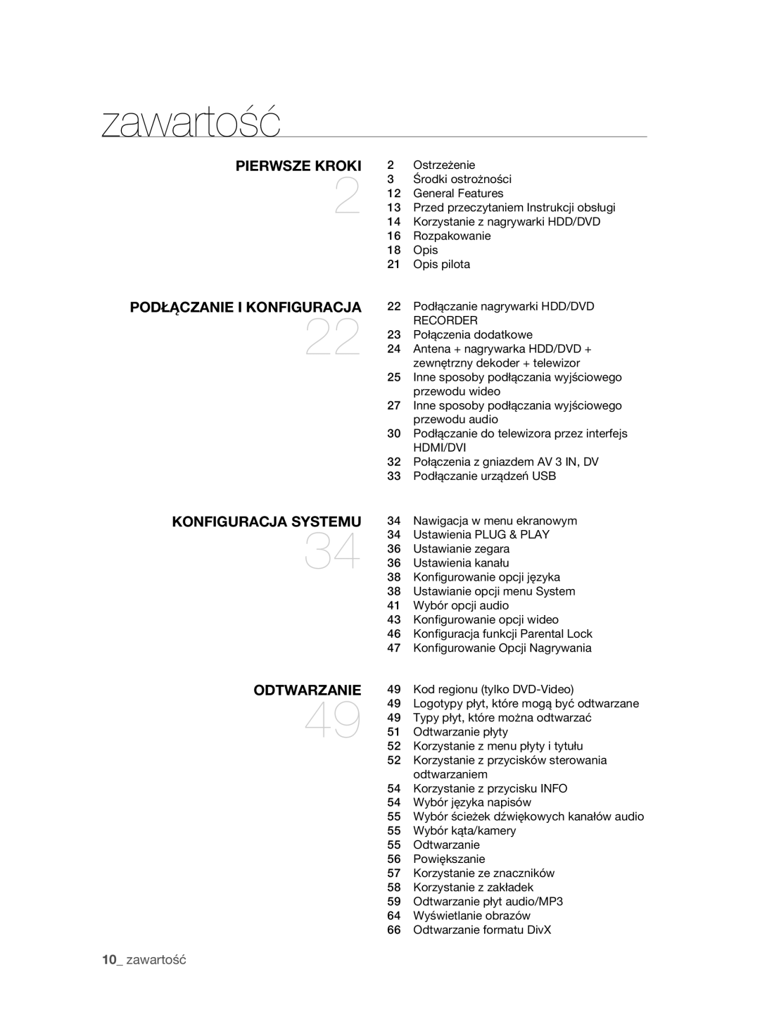 Samsung DVD-HR777A/EDC, DVD-HR775A/EDC, DVD-HR773A/EDC manual Zawartość, Recorder, Hdmi/Dvi 