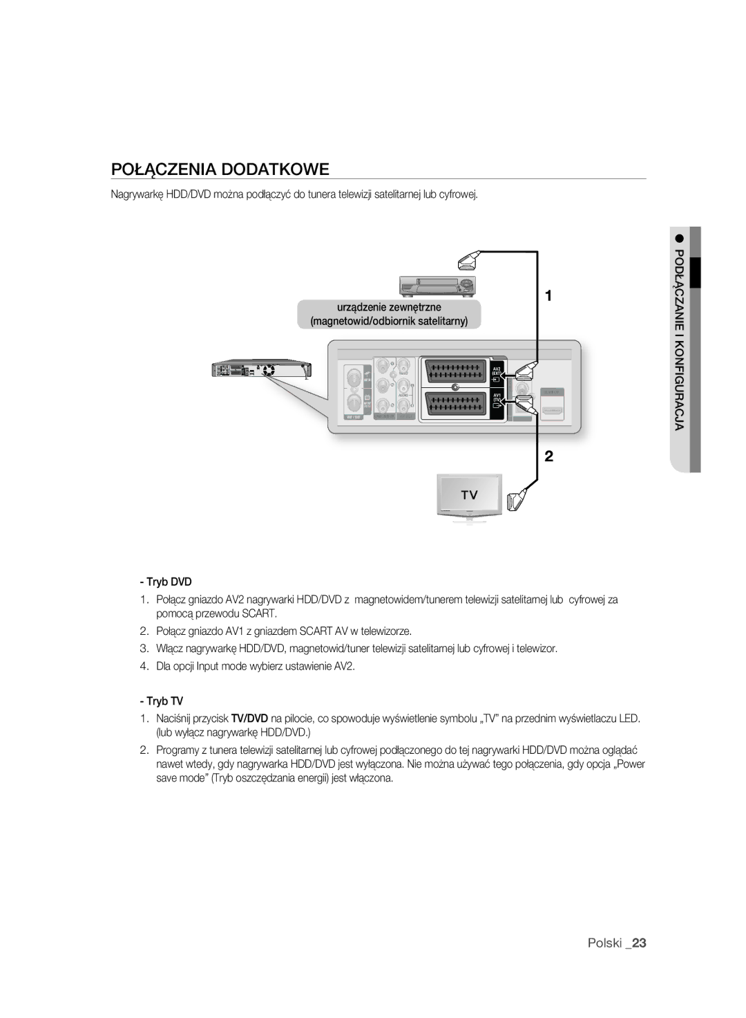 Samsung DVD-HR773A/EDC, DVD-HR775A/EDC, DVD-HR777A/EDC manual Połączenia Dodatkowe, Podłączanie I Konfiguracja 