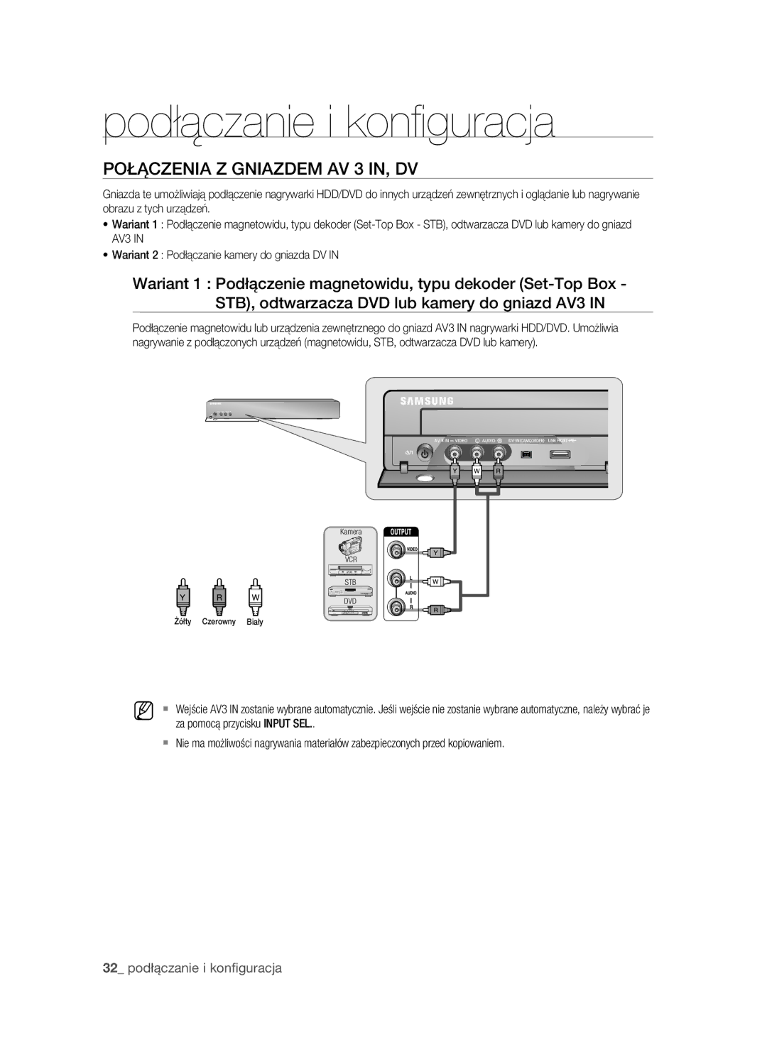 Samsung DVD-HR773A/EDC, DVD-HR775A/EDC, DVD-HR777A/EDC manual Połączenia Z Gniazdem AV 3 IN, DV 