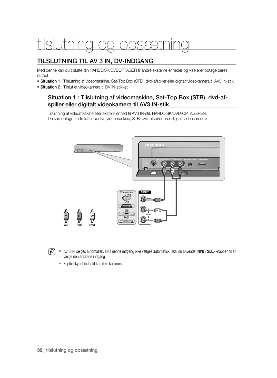 Samsung DVD-HR775A/XEE manual Tilslutning TIL AV 3 IN, DV-INDGANG, Situation 2 Tilslut et videokamera til DV IN-stikket 