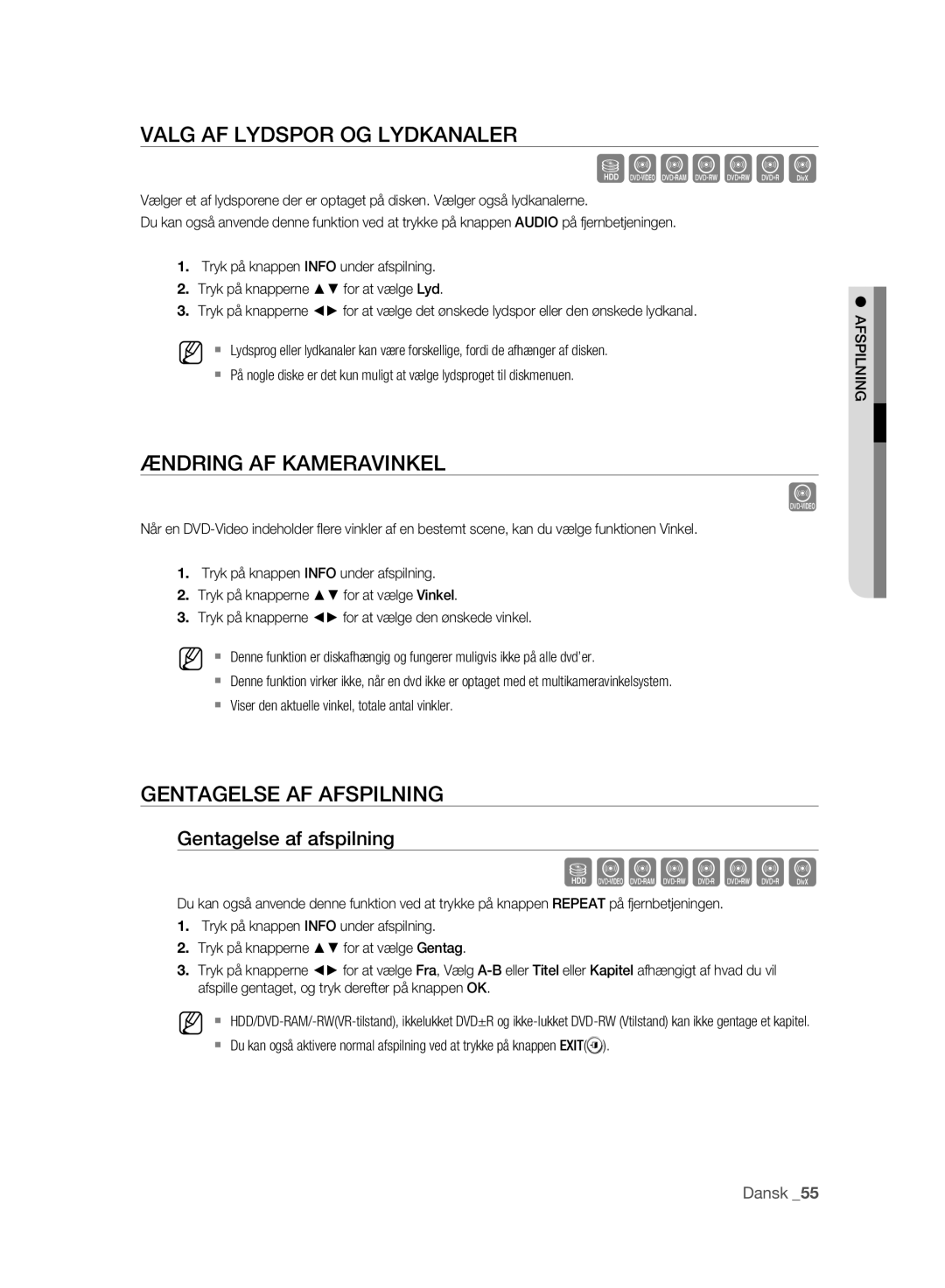 Samsung DVD-HR773A/XEE manual Szxckld, Valg AF Lydspor OG Lydkanaler, Ændring AF Kameravinkel, Gentagelse AF Afspilning 