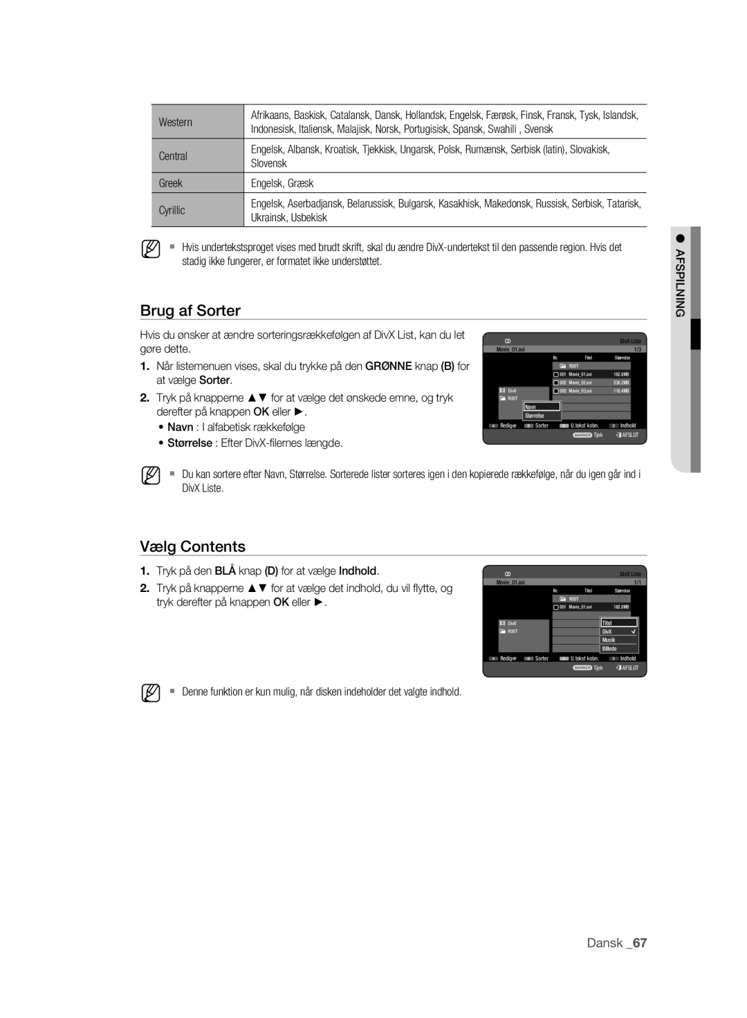 Samsung DVD-HR773A/XEE, DVD-HR775A/XEE manual Vælg Contents 