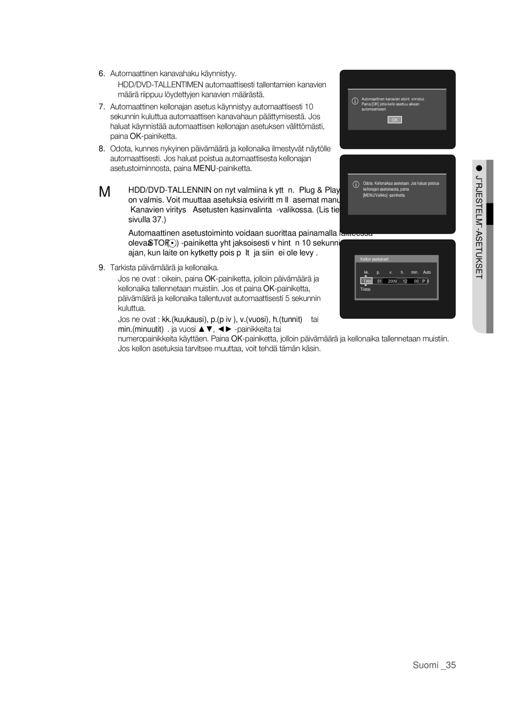 Samsung DVD-HR773A/XEE, DVD-HR775A/XEE manual Järjestelmä-Asetukset 