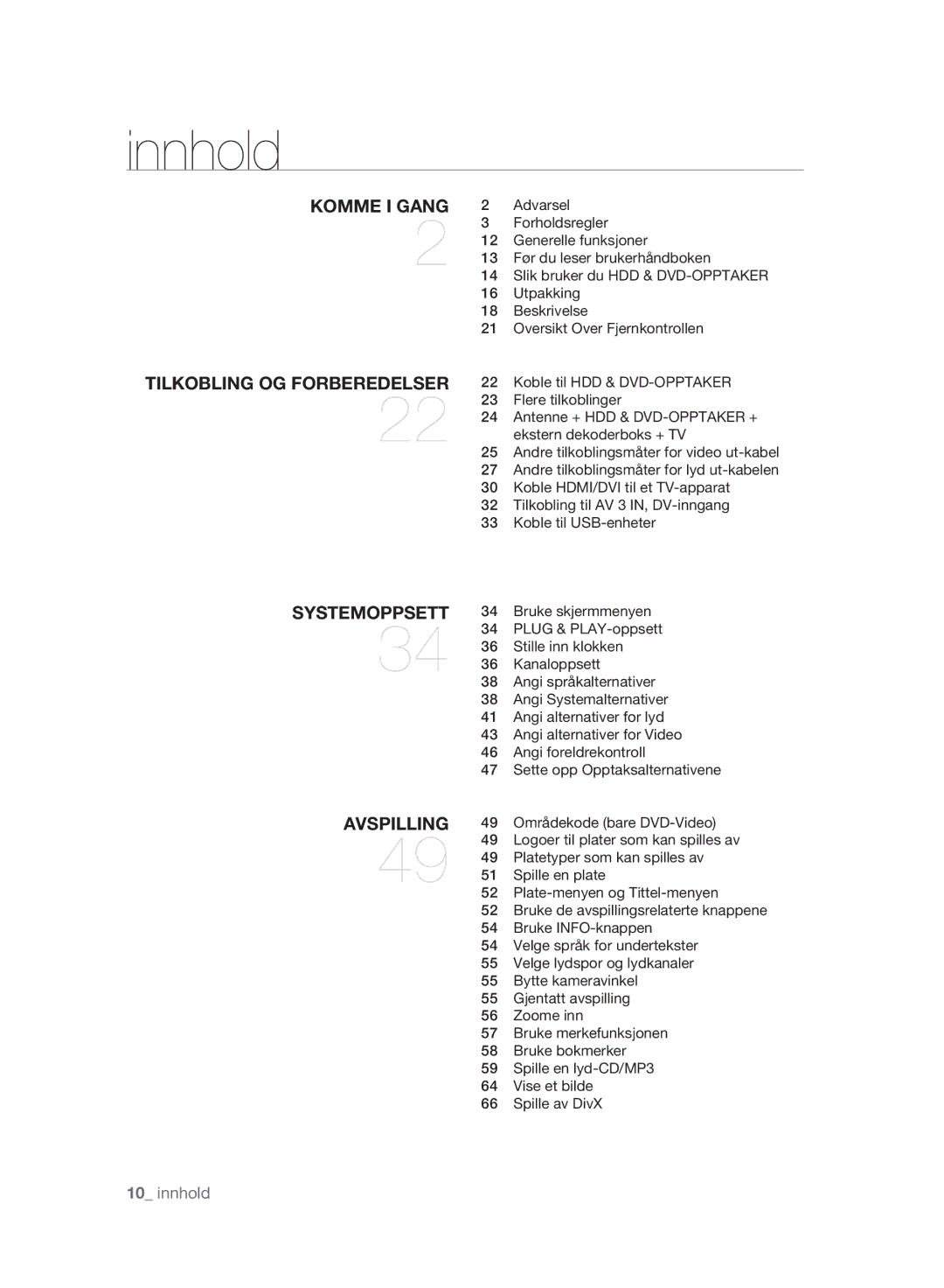 Samsung DVD-HR775A/XEE manual Forholdsregler, Generelle funksjoner, Før du leser brukerhåndboken, Utpakking, Beskrivelse 