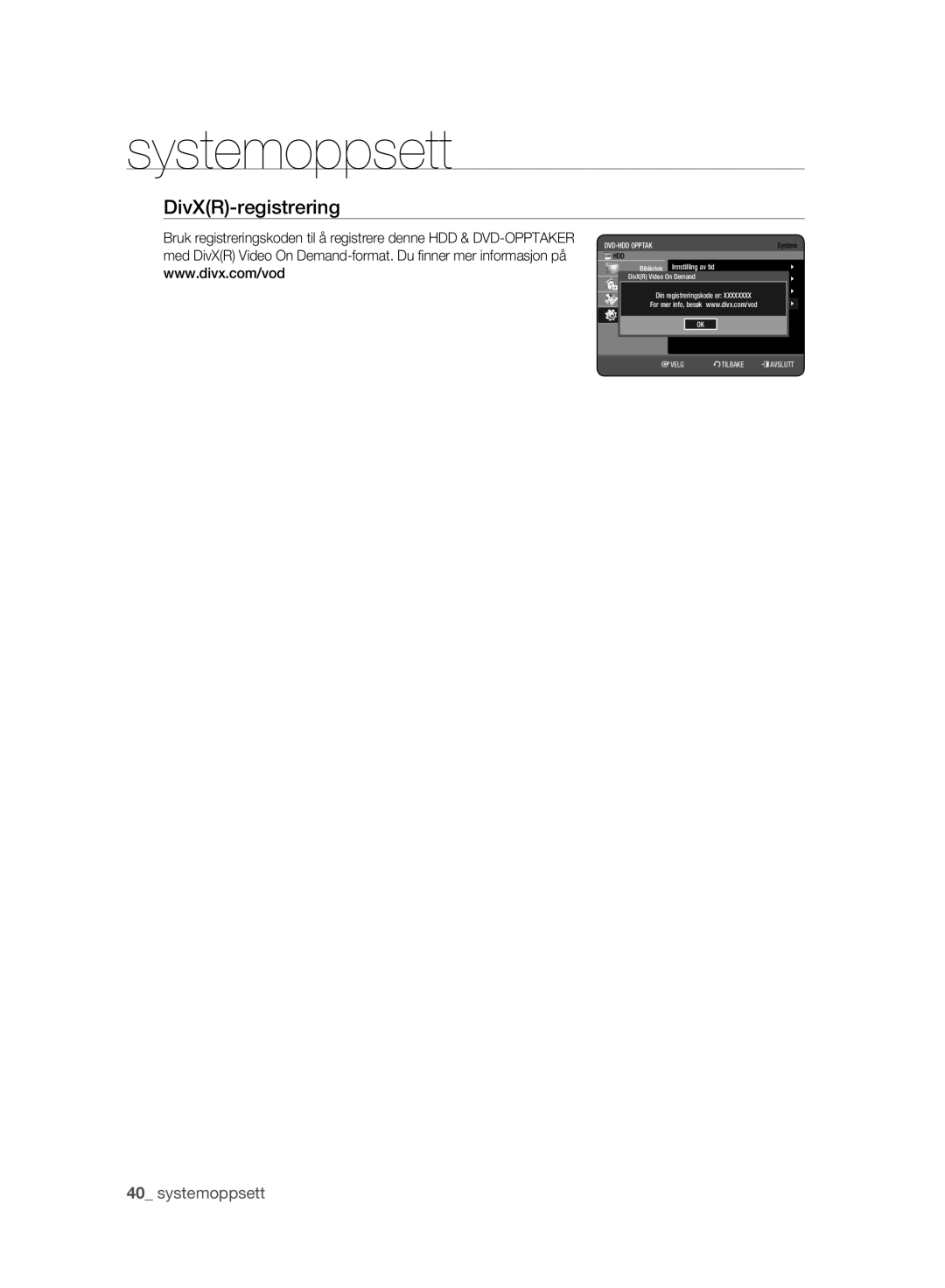 Samsung DVD-HR775A/XEE, DVD-HR773A/XEE manual DivXR-registrering 