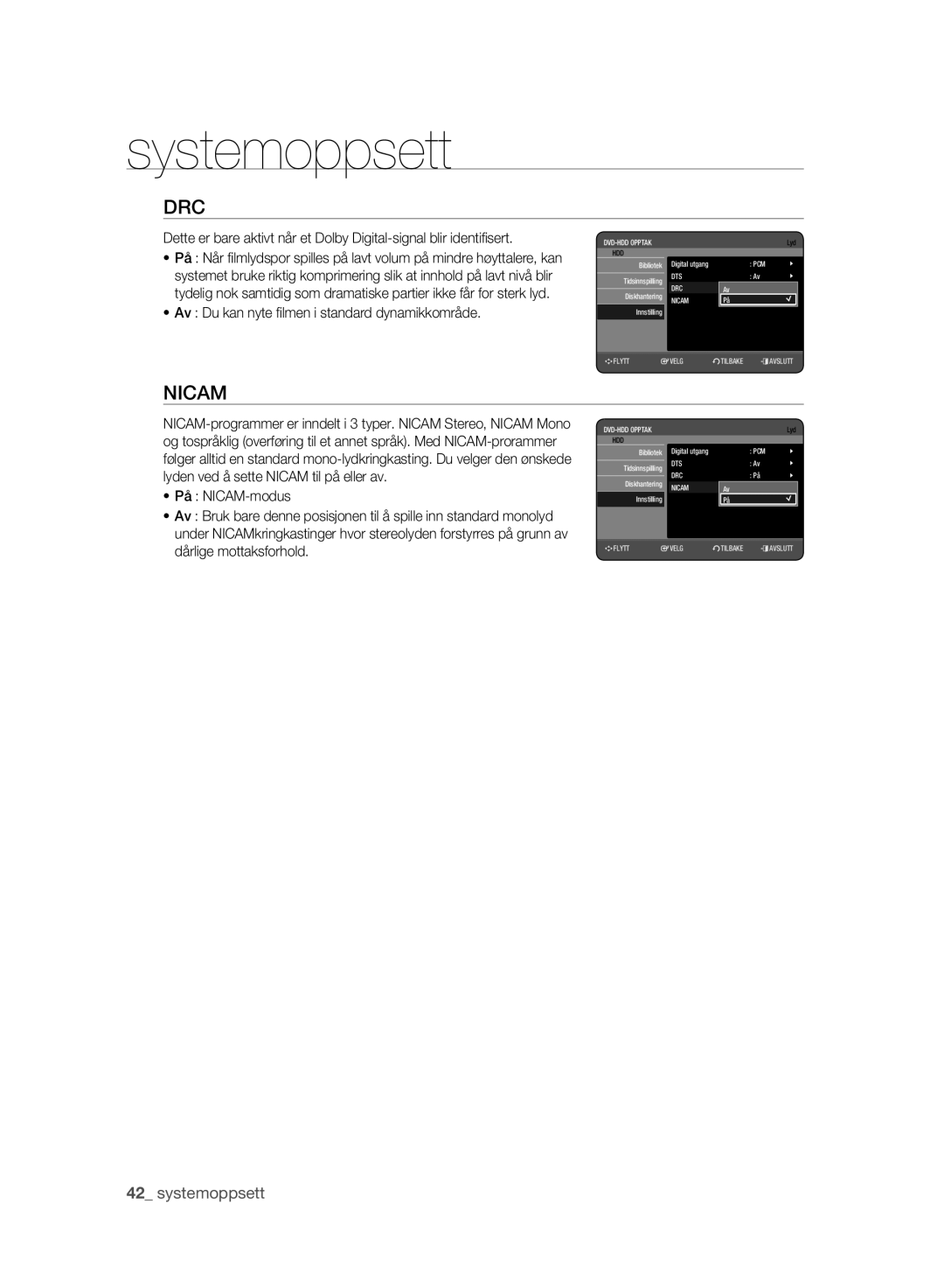 Samsung DVD-HR775A/XEE, DVD-HR773A/XEE manual Drc, Av Du kan nyte ﬁlmen i standard dynamikkområde 