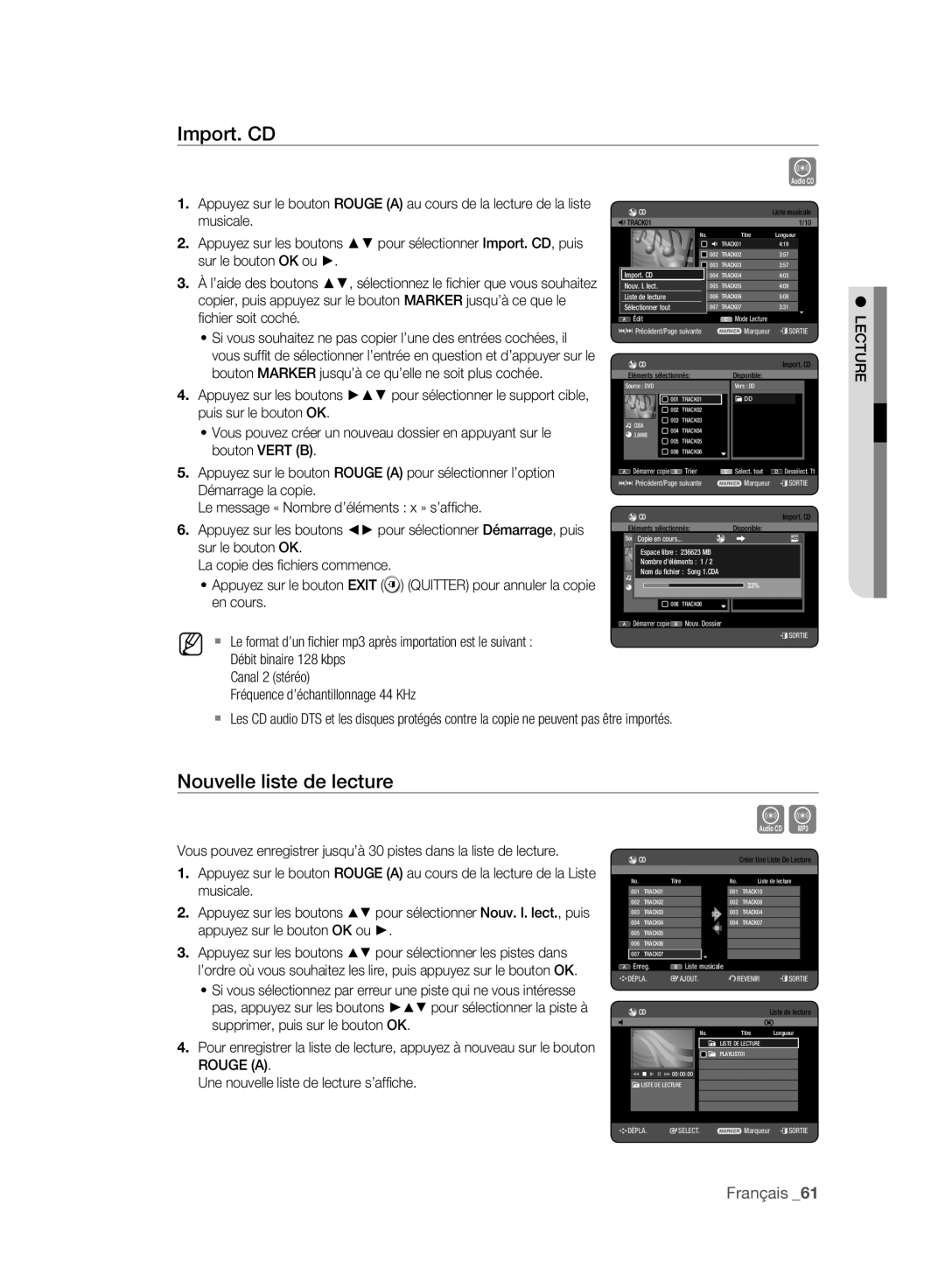 Samsung DVD-HR775A/XEB, DVD-HR775A/XEN, DVD-HR775A/EDC, DVD-HR773A/XEN, DVD-HR777A/XEG Import. CD, Nouvelle liste de lecture 