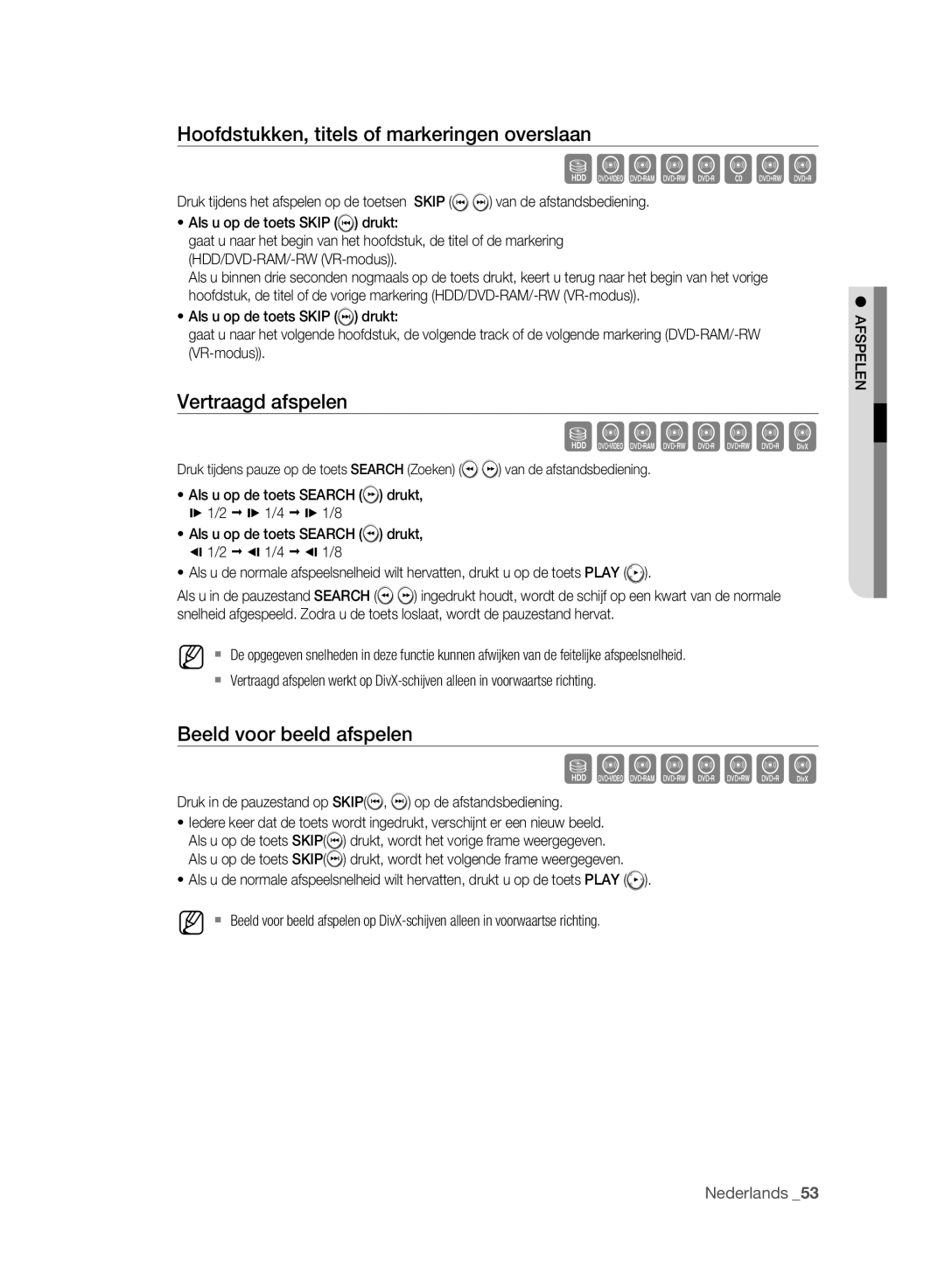 Samsung DVD-HR773A/AUS, DVD-HR775A/XEN, DVD-HR775A/EDC, DVD-HR773A/XEN manual Hoofdstukken, titels of markeringen overslaan 