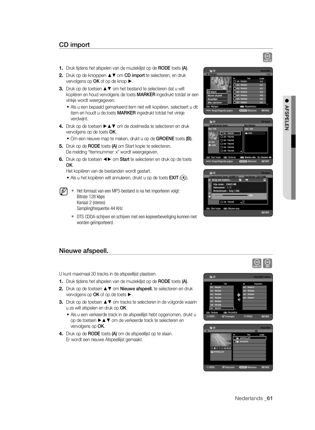 Samsung DVD-HR775A/XEB, DVD-HR775A/XEN Nieuwe afspeell, Kunt maximaal 30 tracks in de afspeellijst plaatsen, Afspeellijst 