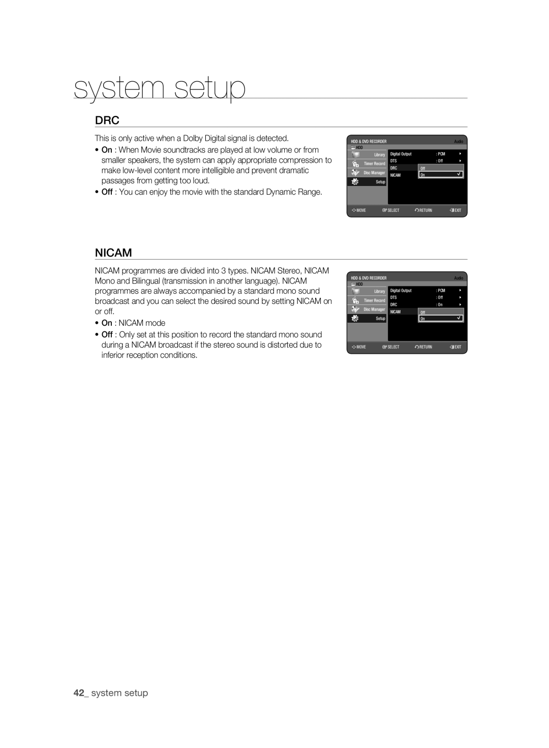 Samsung DVD-HR775A/XEN, DVD-HR775A/EDC, DVD-HR773A/XEN Drc, This is only active when a Dolby Digital signal is detected 