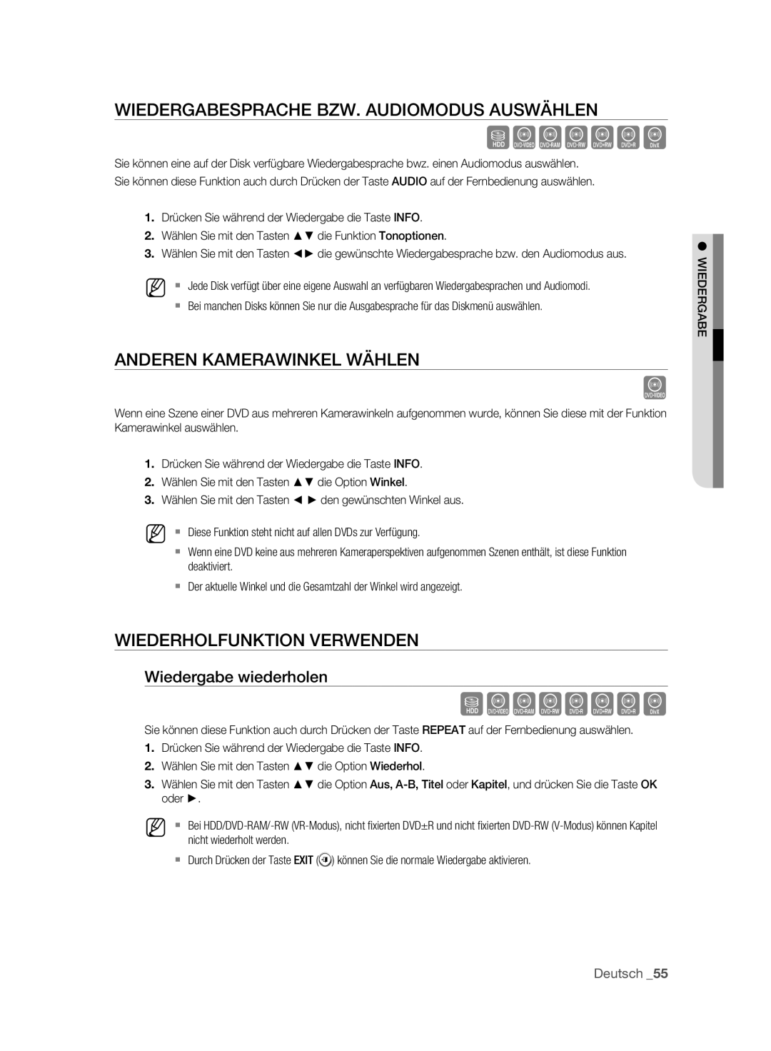 Samsung DVD-HR777A/AUS, DVD-HR775A/XEN Szxckld, Wiedergabesprache BZW. Audiomodus Auswählen, Anderen Kamerawinkel Wählen 