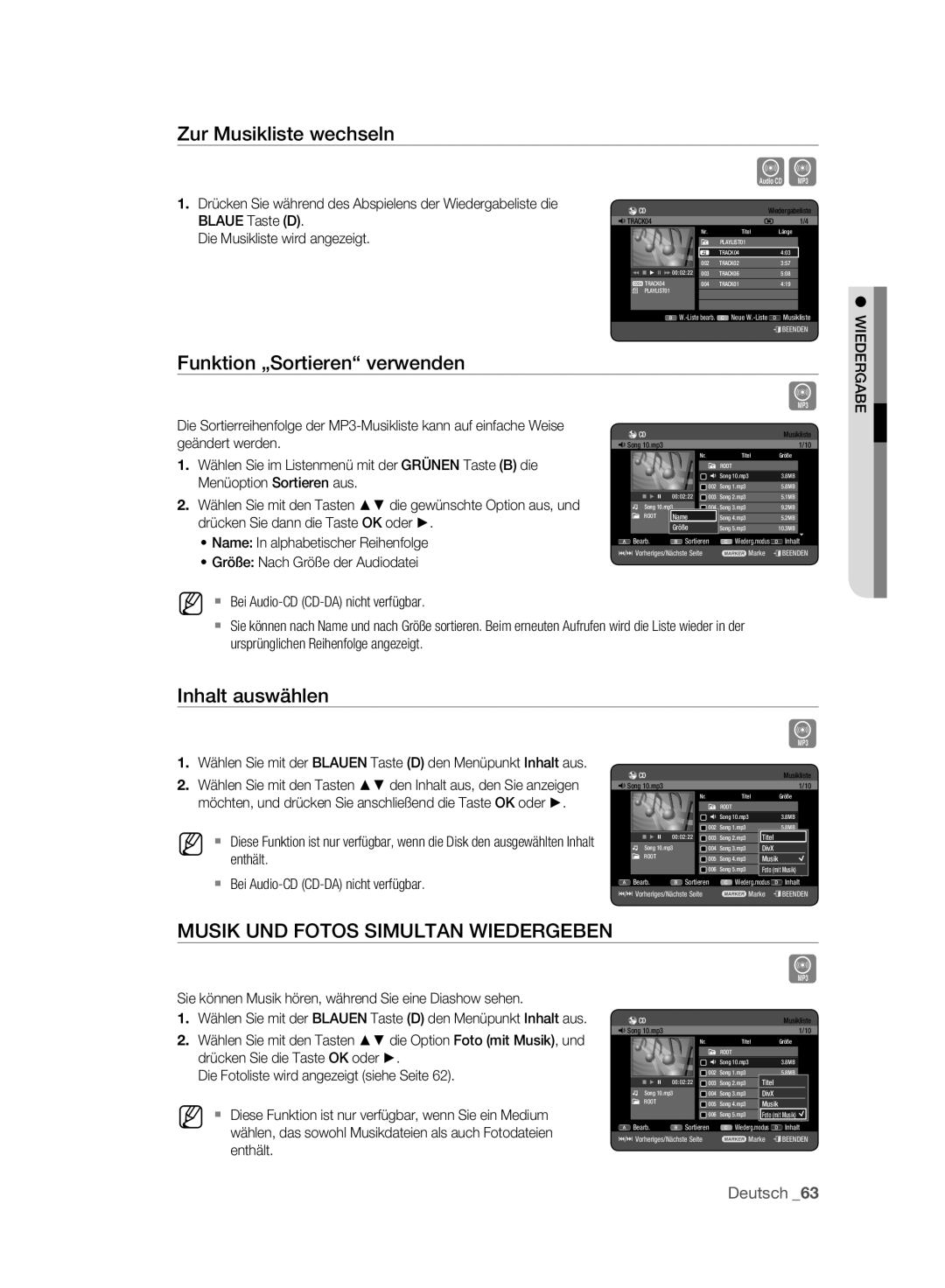 Samsung DVD-HR773A/EDC, DVD-HR775A/XEN, DVD-HR775A/EDC, DVD-HR773A/XEN manual Funktion „Sortieren verwenden, Inhalt auswählen 