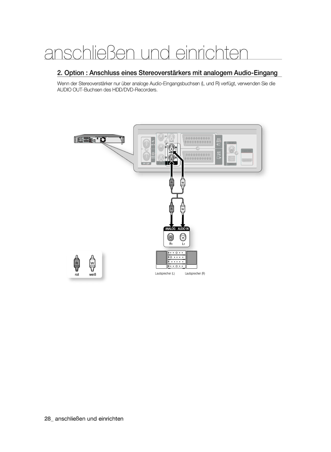 Samsung DVD-HR775A/XEN, DVD-HR775A/EDC, DVD-HR773A/XEN, DVD-HR777A/XEG, DVD-HR777A/EDC, DVD-HR775A/XEB Rot Weiß Lautsprecher L 