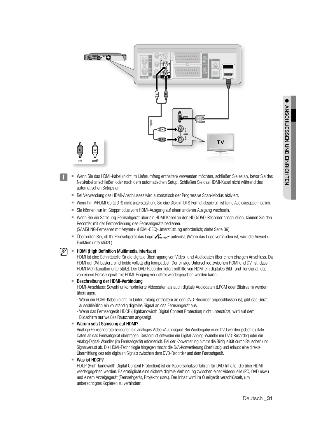 Samsung DVD-HR777A/XEG, DVD-HR775A/XEN, DVD-HR775A/EDC, DVD-HR773A/XEN, DVD-HR777A/EDC, DVD-HR775A/XEB manual  Was ist HDCP? 