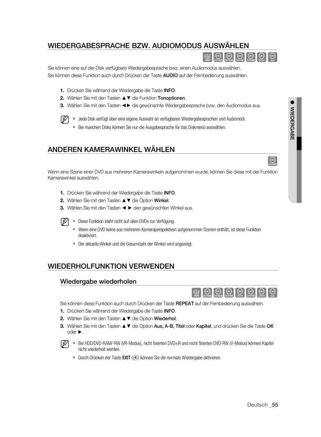 Samsung DVD-HR777A/AUS, DVD-HR775A/XEN Szxckld, Wiedergabesprache BZW. Audiomodus Auswählen, Anderen Kamerawinkel Wählen 