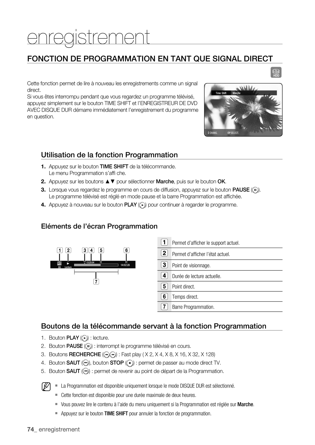 Samsung DVD-HR777/XEF manual Fonction DE Programmation EN Tant QUE Signal Direct, Utilisation de la fonction Programmation 