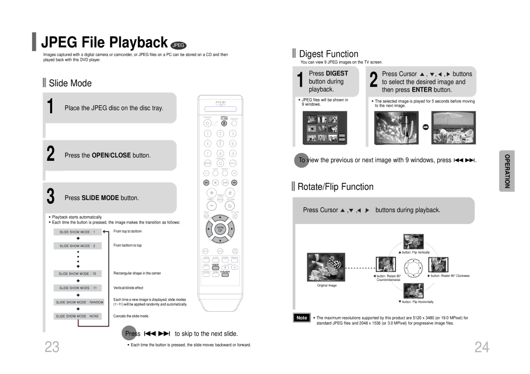 Samsung DVD-K105/XFU, DVD-K115/XFU manual Jpeg File Playback Jpeg 