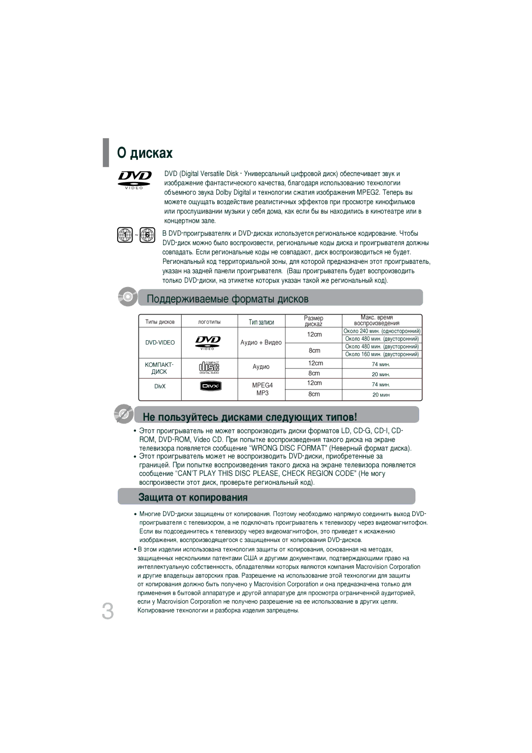 Samsung DVD-K320/NWT manual ‰ËÒÍ‡ı 