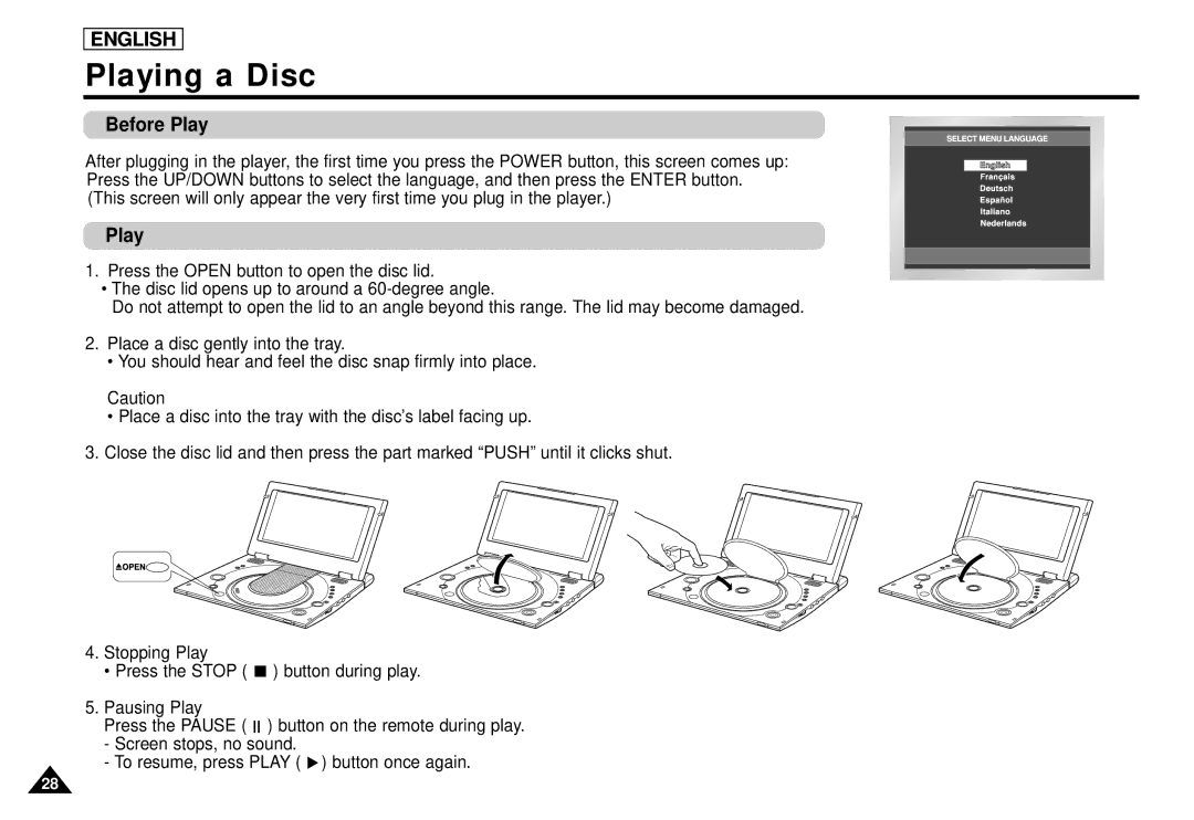 Samsung DVD-L1200 manual Playing a Disc, Before Play 