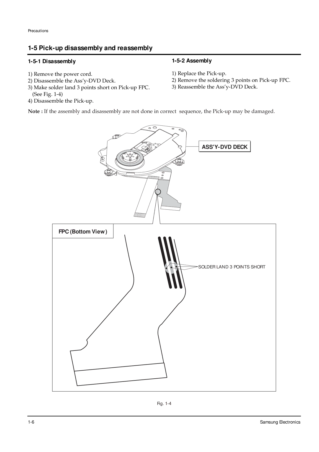 Samsung DVD-L200W service manual Pick-up disassembly and reassembly, Disassembly 