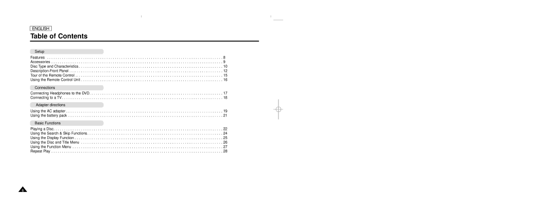 Samsung DVD-L70, DVD-L75 manual Table of Contents 