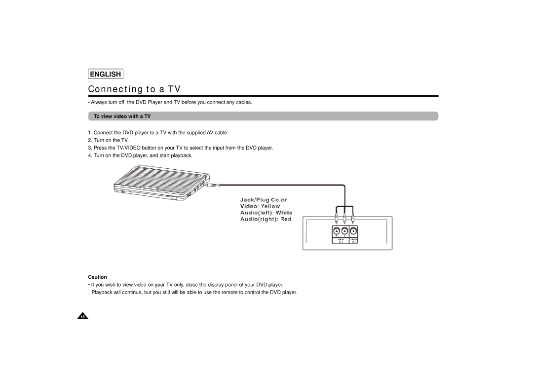 Samsung DVD-L75/L70 manual Connecting to a TV, To view video with a TV 