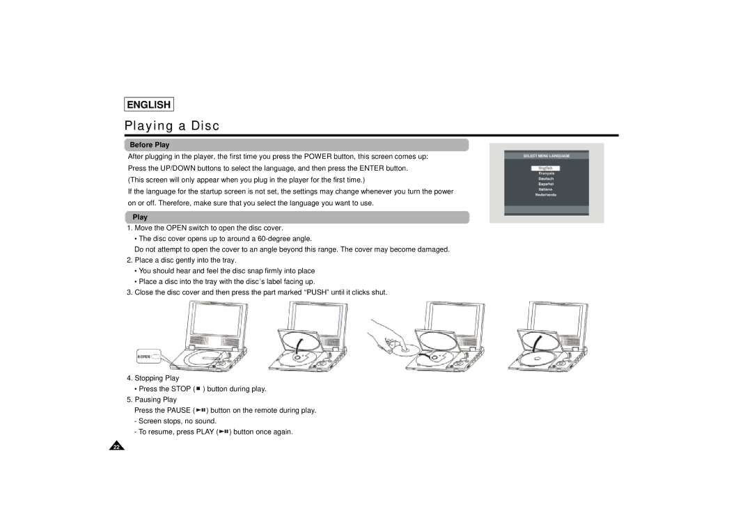 Samsung DVD-L75/L70 manual Playing a Disc, Before Play 