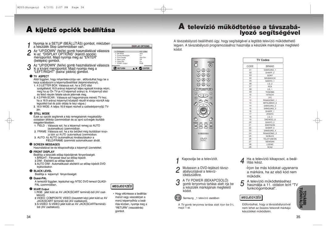 Samsung DVD-M205/XEH manual TV Aspect, Quasi-PAL 