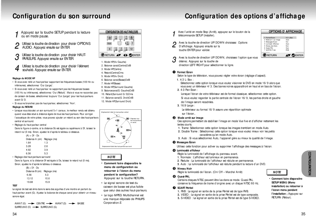 Samsung DVD-M405/XEF manual Ou en mode pause, AUDIO. Appuyez ensuite sur Enter, PARLEURS. Appuyez ensuite sur Enter 