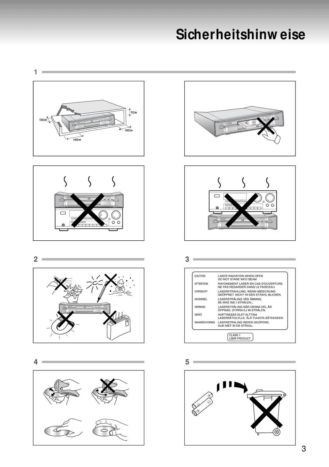 Samsung DVD-MC20/XEG manual Sicherheitshinweise 