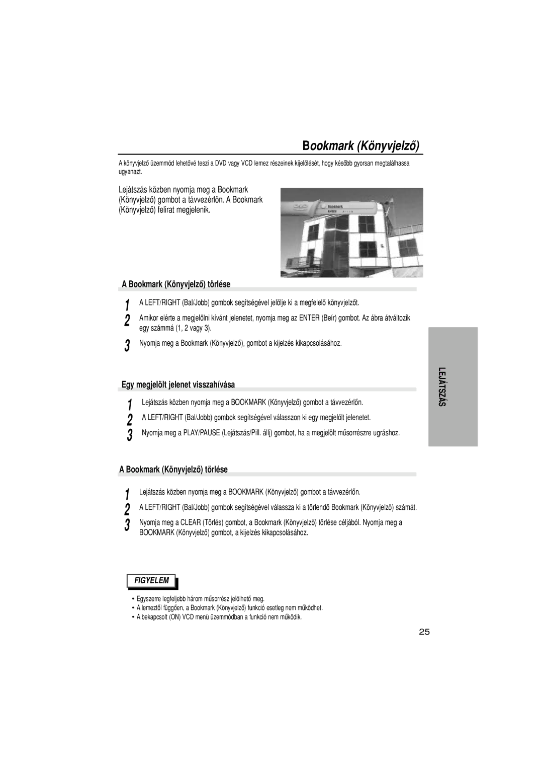 Samsung DVD-N505/EUR, DVD-N505/XEH manual Bookmark Kšnyvjelz tšrlŽse, Egy megjelšlt jelenet visszah’v‡sa 