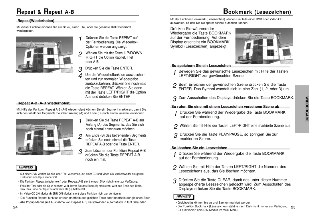 Samsung DVD-N505/XEG manual Bookmark Lesezeichen 