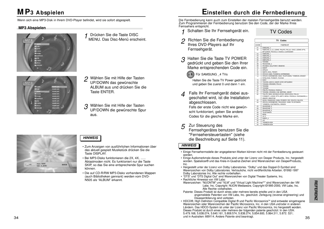 Samsung DVD-N505/XEG manual MP3 Abspielen, Einstellen durch die Fernbedienung, Schalten Sie Ihr Fernsehgerät ein 