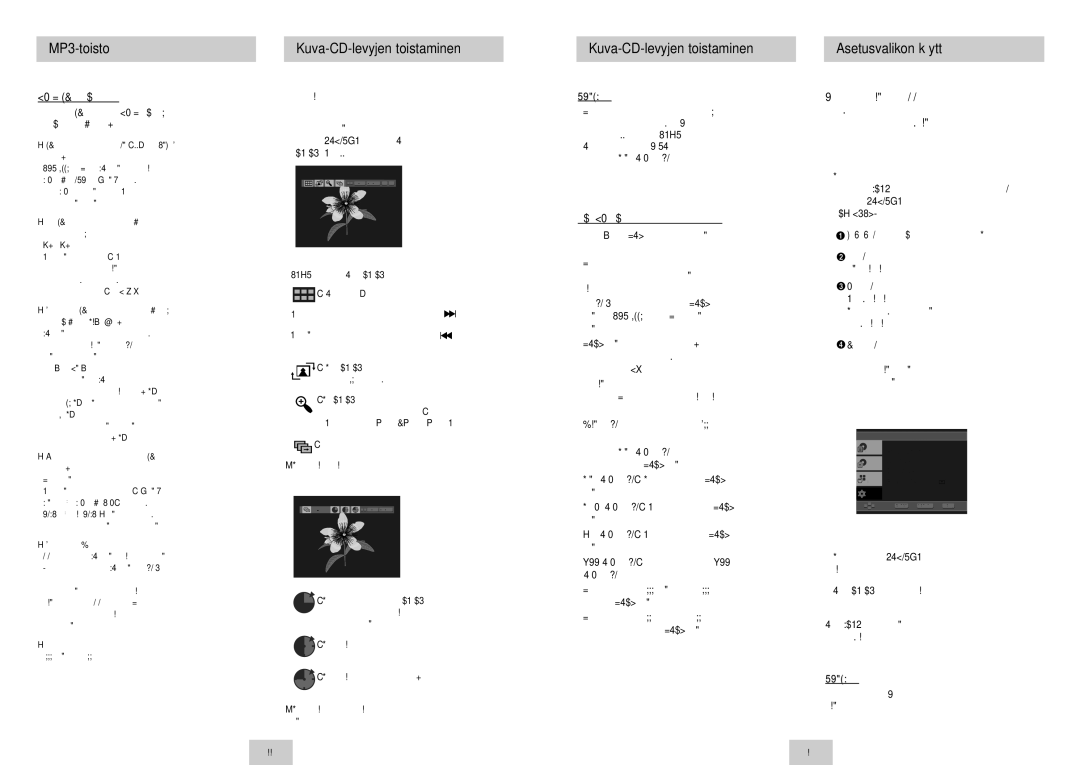 Samsung DVD-P142/XEE manual MP3-toisto Kuva-CD-levyjen toistaminen Asetusvalikon käyttö, CD-R-MP3 -levyt 