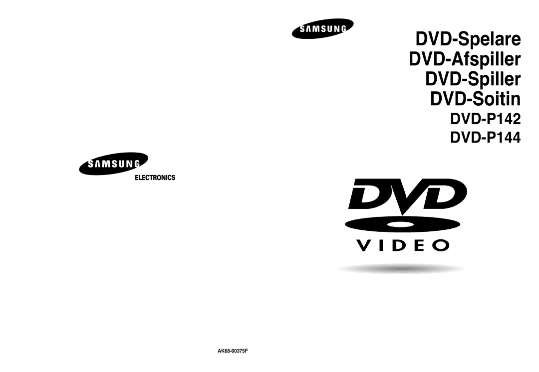 Samsung DVD-P142/XEE manual DVD-Spelare DVD-Afspiller DVD-Spiller DVD-Soitin, AK68-00375F 