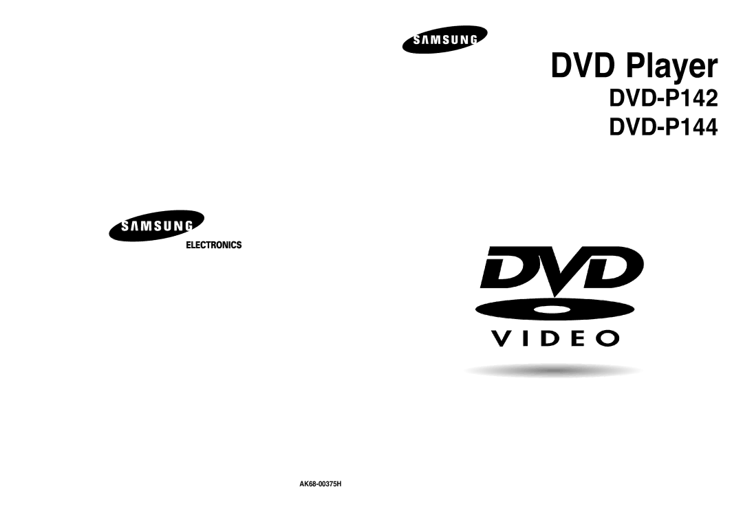 Samsung DVD-P142/XET, DVD-P142/XEG manual DVD Player, AK68-00375H 