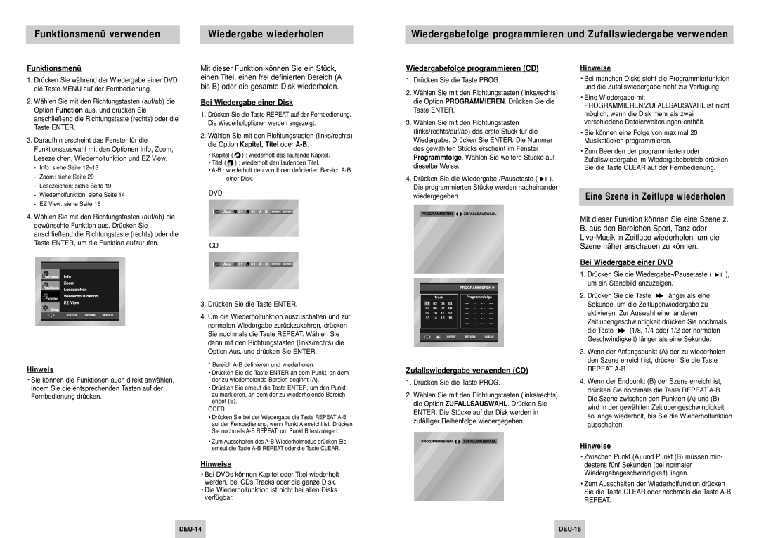 Samsung DVD-P142/XEG, DVD-P142/XET manual Eine Szene in Zeitlupe wiederholen 