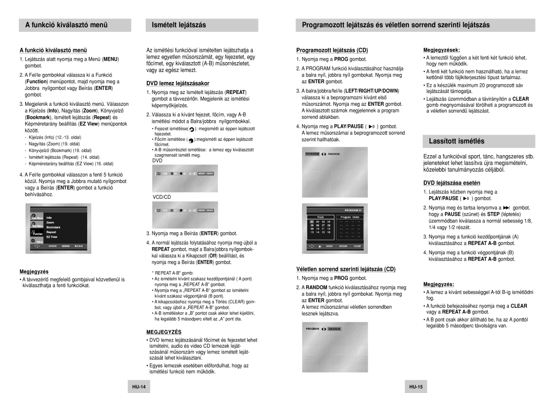 Samsung DVD-P142A/XEH, DVD-P144/XEL, DVD-P142/XEL, DVD-P144/FOU, DVD-P142/XEH manual Lassított ismétlés 