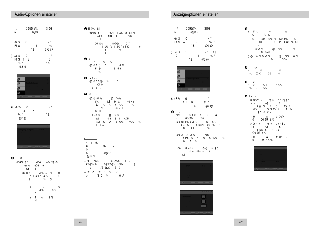 Samsung DVD-P145/XEG Audio-Optionen einstellen, Anzeigeoptionen einstellen, Drücken Sie die Taste Menu bzw. die Taste 