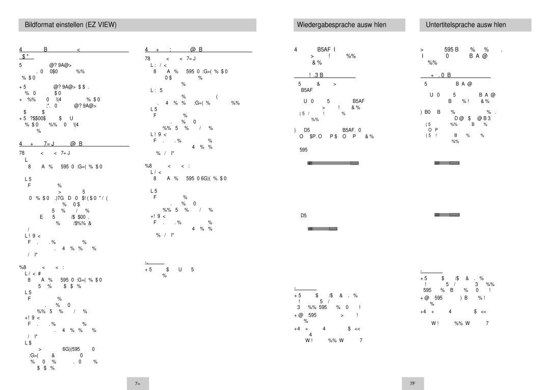 Samsung DVD-P145/XEG manual Bildformat einstellen EZ View, Untertitelsprache auswählen 