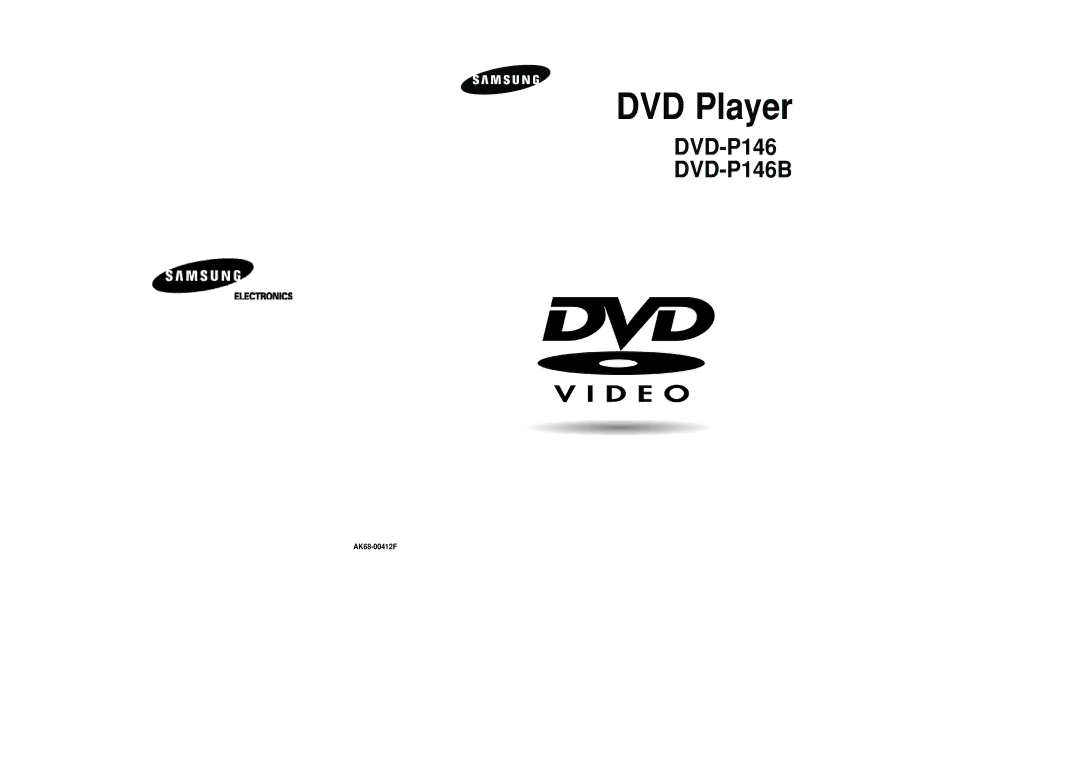 Samsung DVD-P146B/SAM manual DVD Player, AK68-00412F 