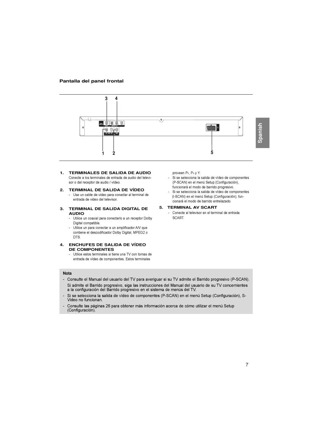 Samsung DVD-P171/XEC, DVD-P171/EUR, DVD-P171/AFR Nota, Proveen PR, PB y Y, Conecte al televisor en el terminal de entrada 