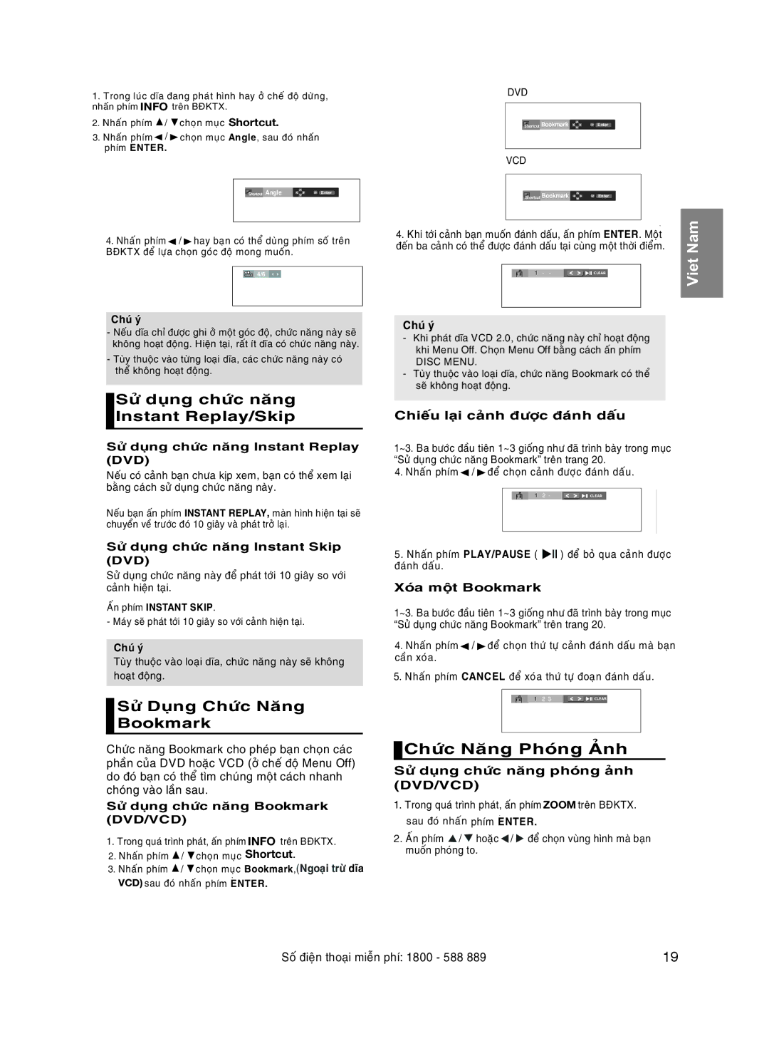 Samsung DVD-P171/XSV manual Instant Replay/Skip, Bookmark cho 