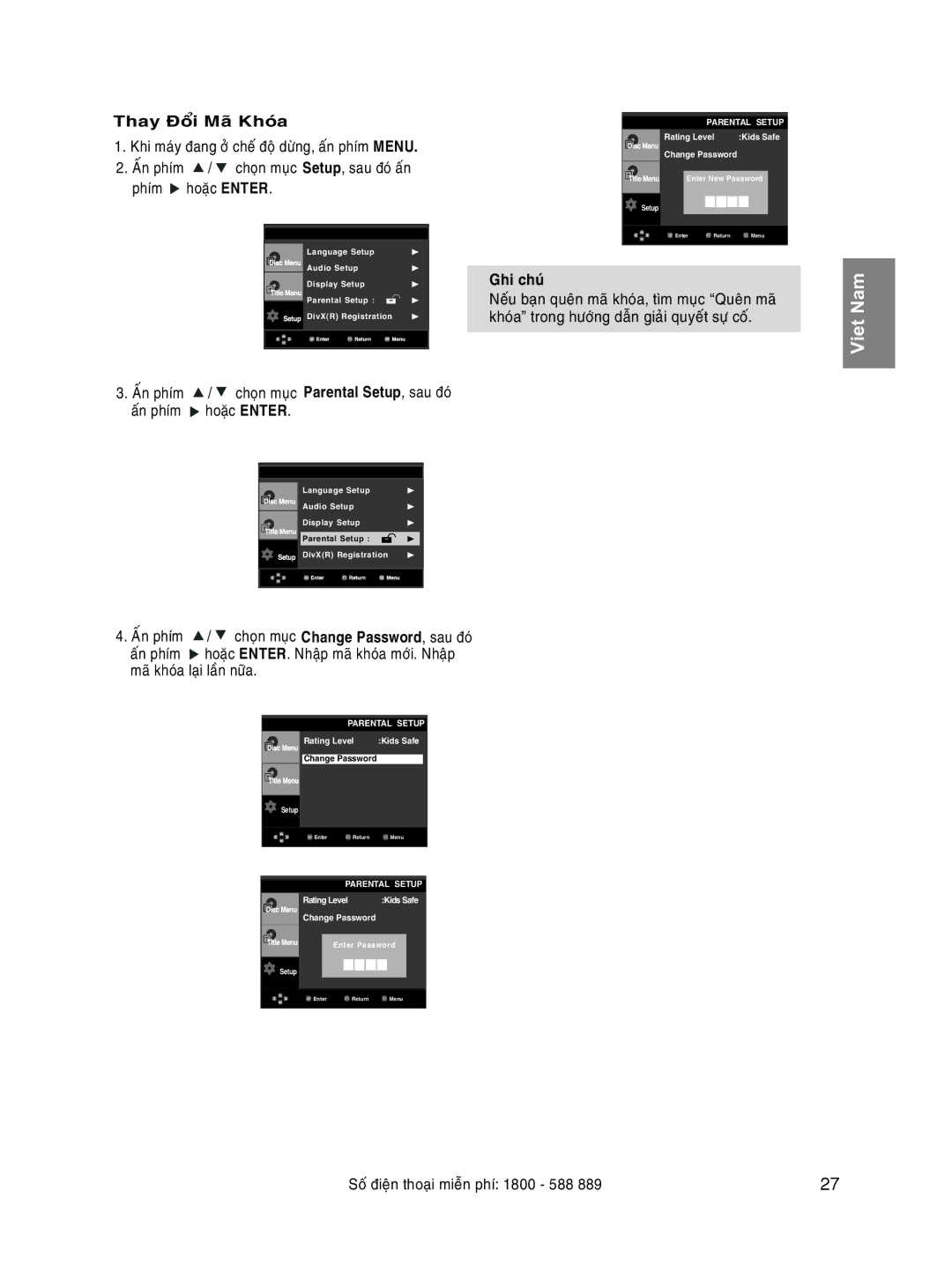 Samsung DVD-P171/XSV manual Thay, Setup , sau, Tìm, Ghi 