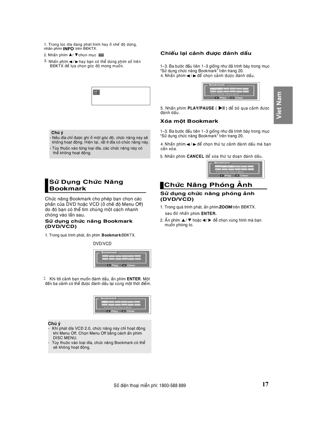 Samsung DVD-P180/XSV manual Bookmark, Instant Replay, Instant Skip 