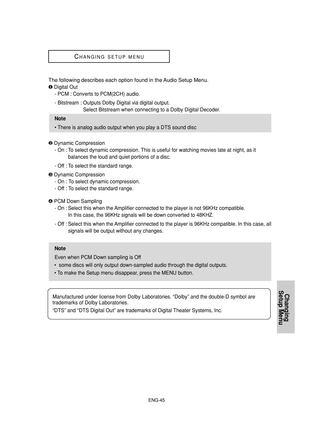 Samsung DVD-P181 manual ENG-45 