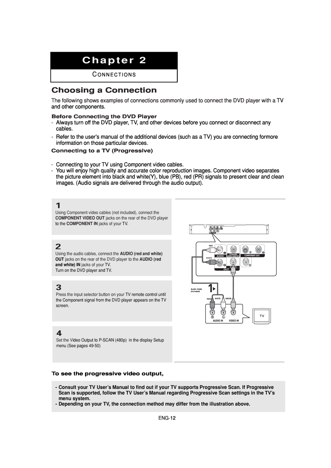 Samsung DVD-P181 manual Choosing a Connection, Chapter 