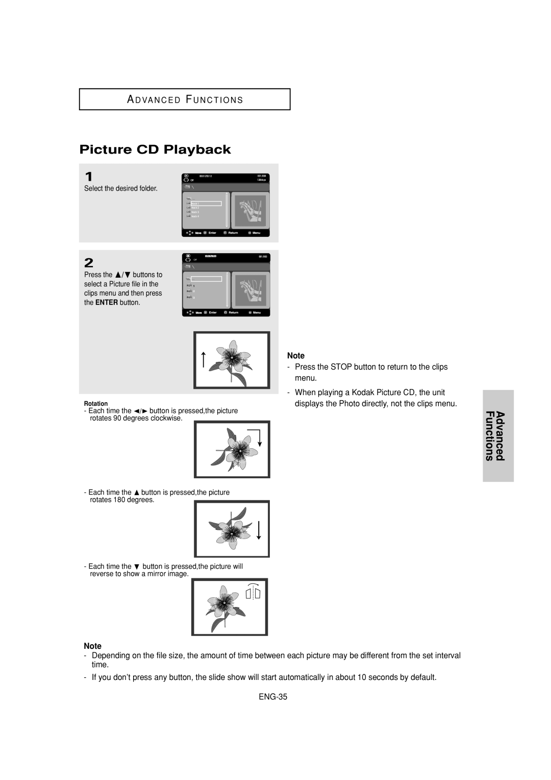 Samsung DVD-P181 manual Picture CD Playback 